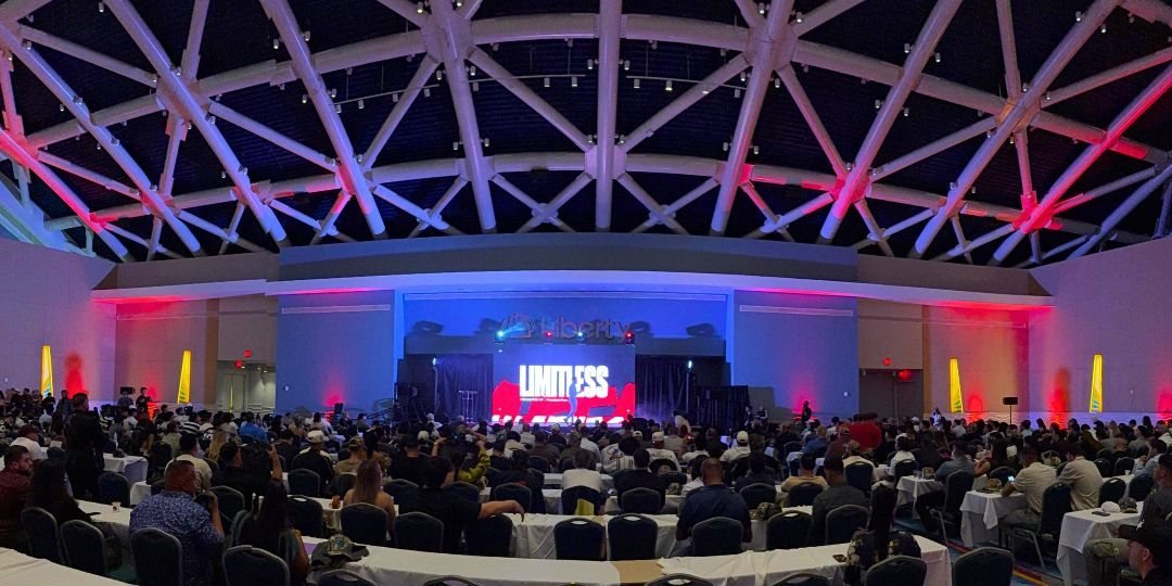 Stage setup for a conference